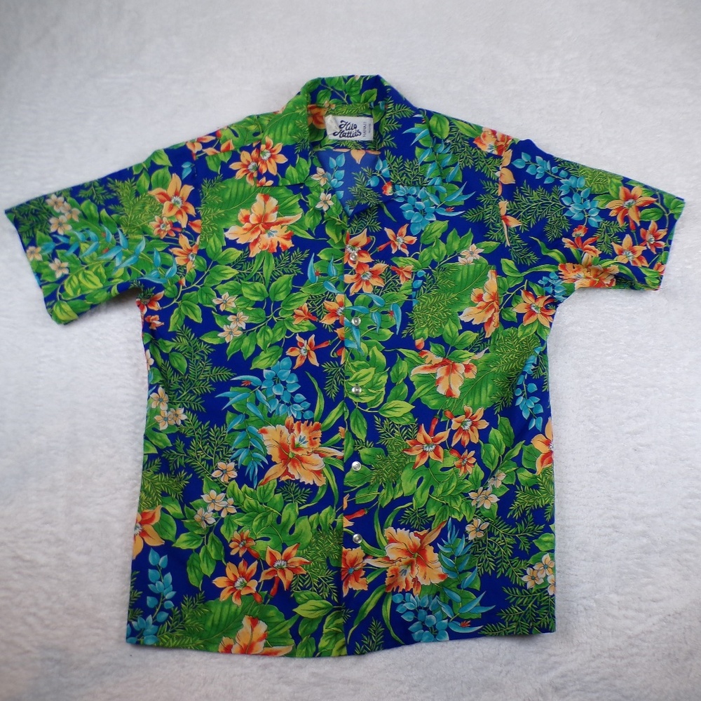 Vintage HILO HATTIE Hawaiian Shirt Men's Size XL Floral VIVID Button -Up 90's